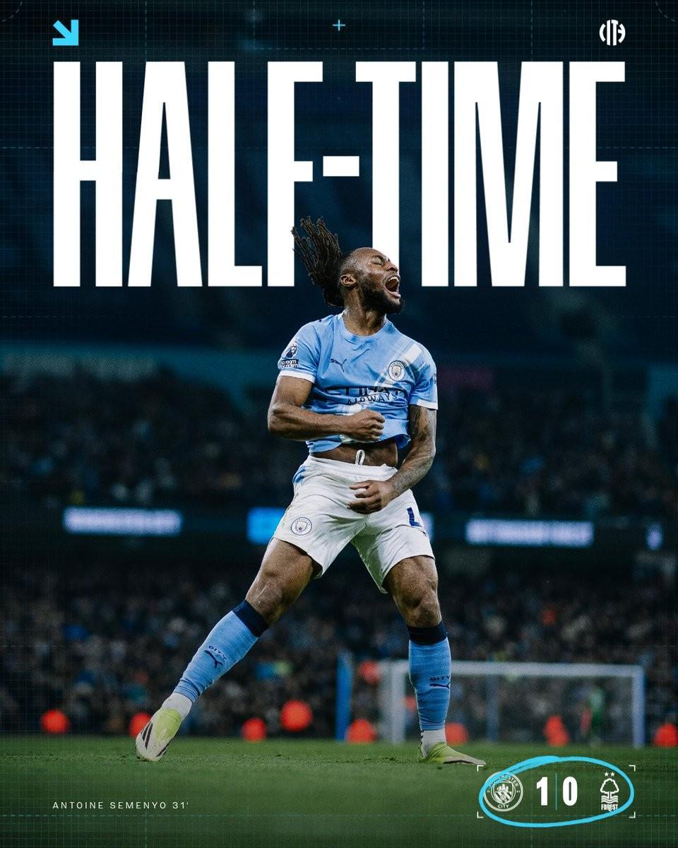 曼城连续11场英超主场上半场战罢处于领先，为队史第二长纪录